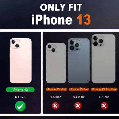 Case for Iphone 13, Genuine Leather Iphone 13 5G Wallet Folding Case with Kickstand RFID Blocking Card Slots Magnetic Shockproof Case Compatible with Iphone 13 5G (6.1" 2021) - Midnight Green